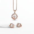 Rose Gold Crystal Swirl Pendant & Earring Jewellery Set — Premium Gift for Her | Anniversary & Wedding