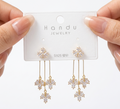 Crystal Leaf Cascade Long Drop Earrings — Gold Plated S925 | Elegant Daily & Party Wear