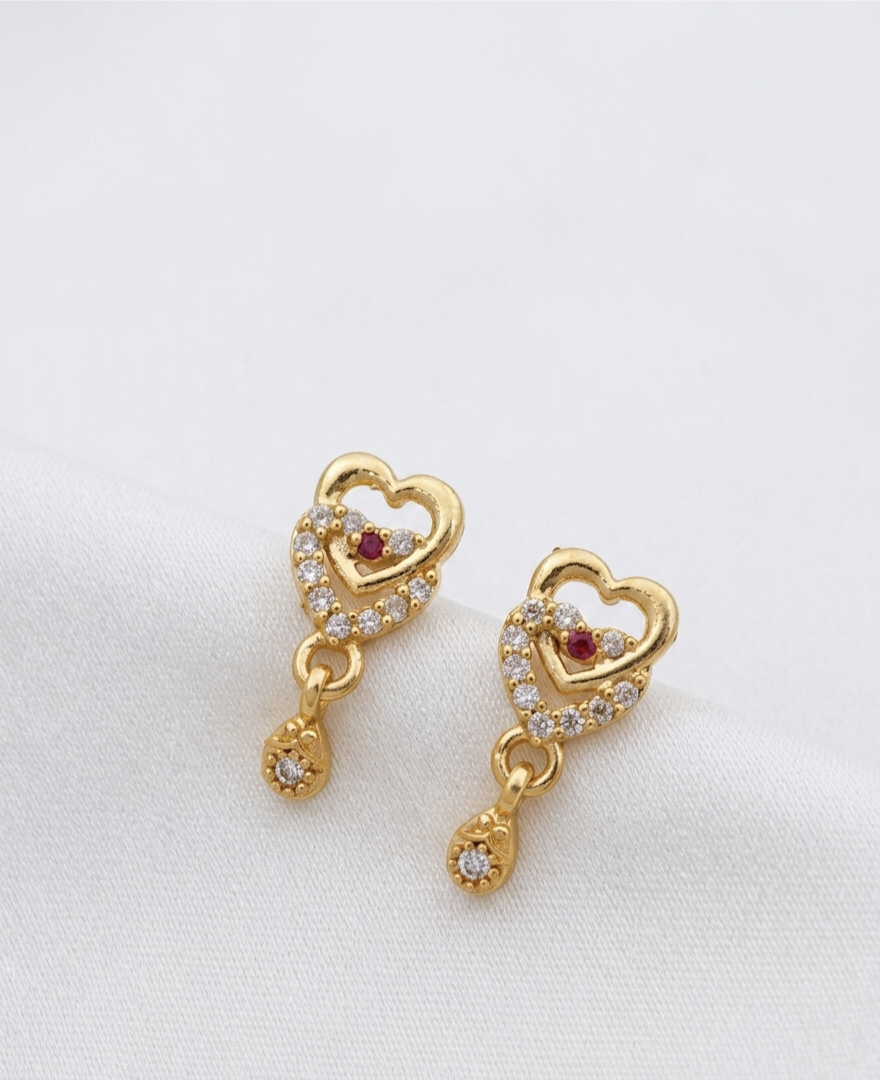 Micro Gold AD Stone Drop Earrings — Daily Wear Traditional Indian Jewellery