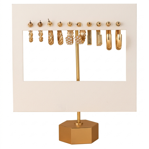 9 Pairs Gold Pearl Hoop & Stud Earrings Set — Aesthetic | Daily & Party Wear