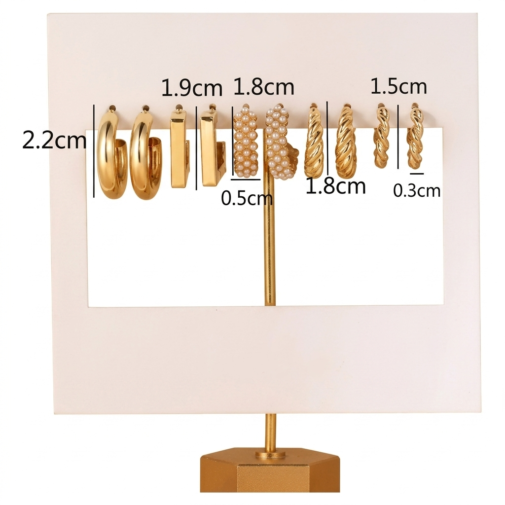 9 Pairs Gold Pearl Hoop & Stud Earrings Set — Aesthetic | Daily & Party Wear