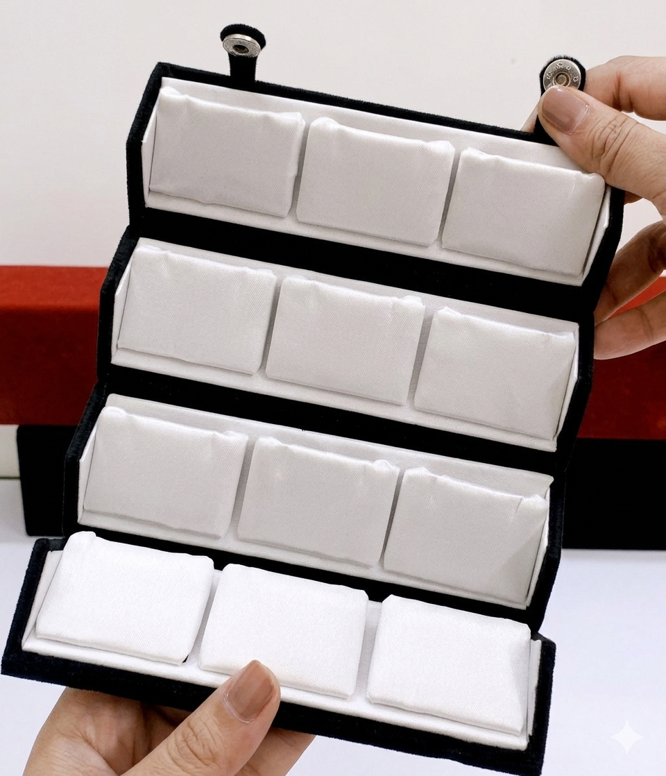Premium Foldable Jewellery Display & Storage Organizer Box for Earrings, Rings & Studs
